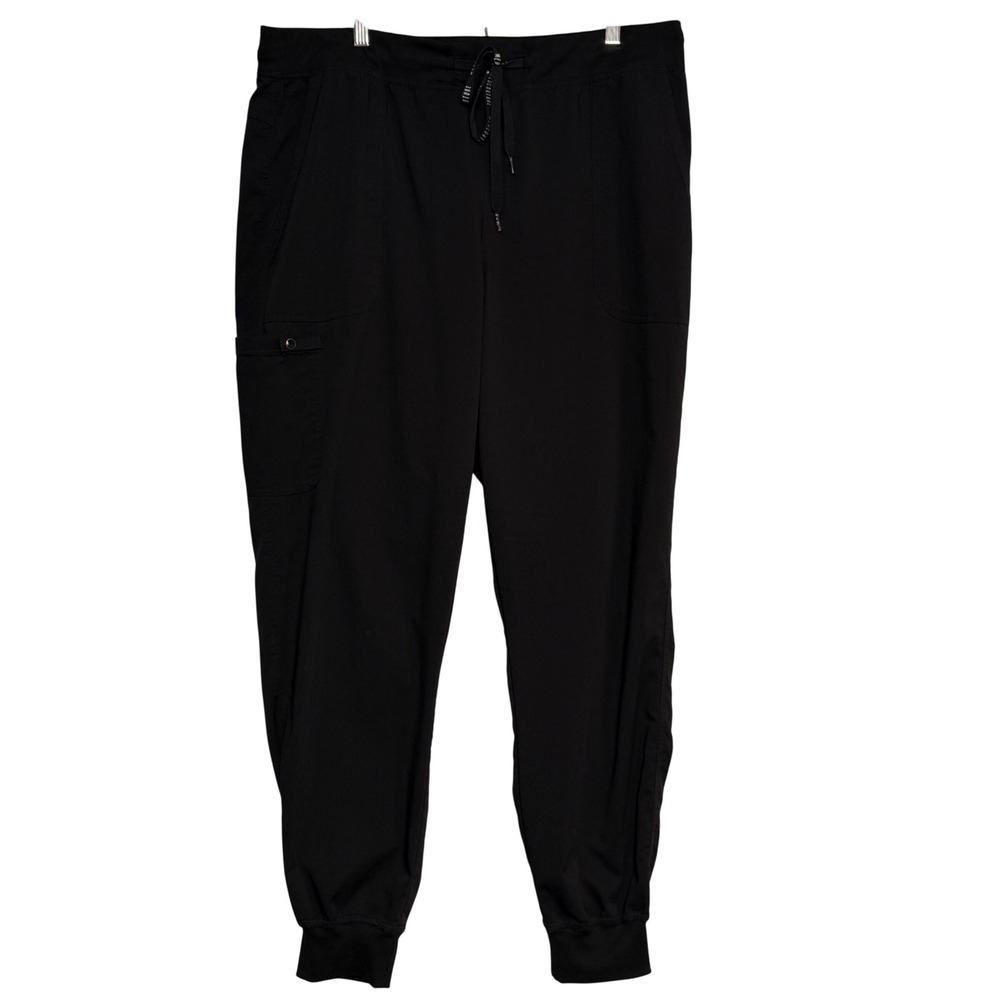 Med Couture Touch Black Cargo Jogger Scrub Pants Tall XL Drawstring Yoga *